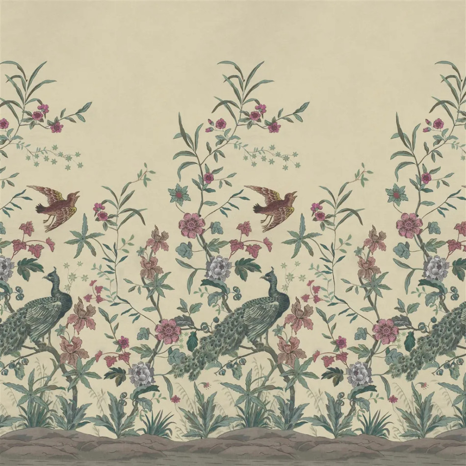 PJD6013/03 Peacock Toile Scene Picture Book Papers II Wallpaper by John Derian