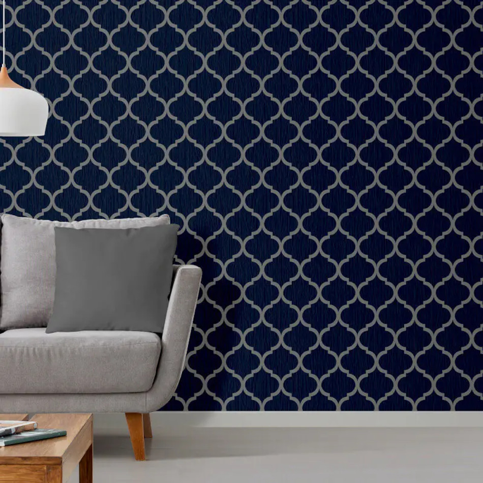 8894 Crystal Trellis Navy Blue Wallpaper By Debona 8894 Crystal Trellis Navy Blue Wallpaper By Debona