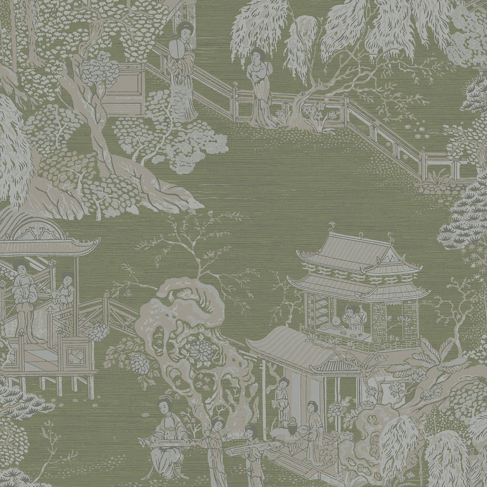 CH01327 Pagoda Chelsea Oriental Green Wallpaper By Sketch Twenty 3