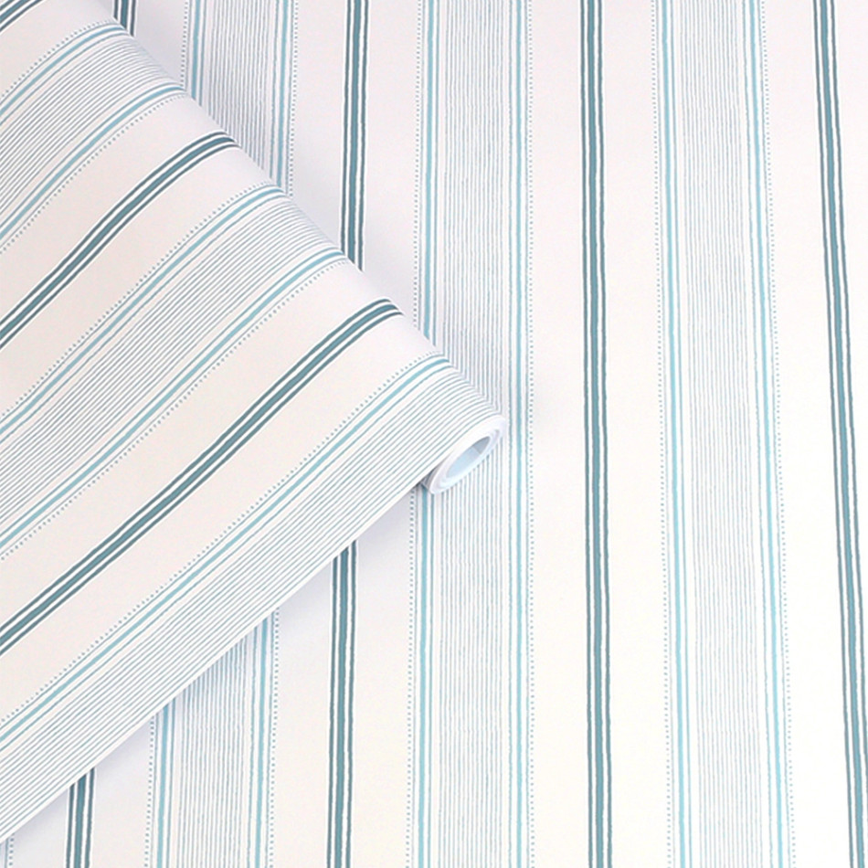 115271 Heacham Stripe Seaspray Wallpaper by Laura Ashley