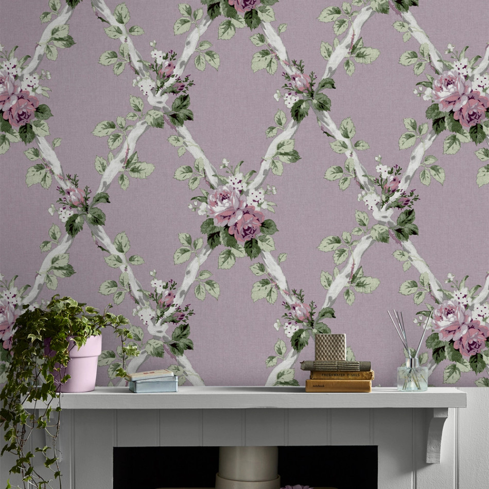115266 Elwyn Grape Wallpaper by Laura Ashley