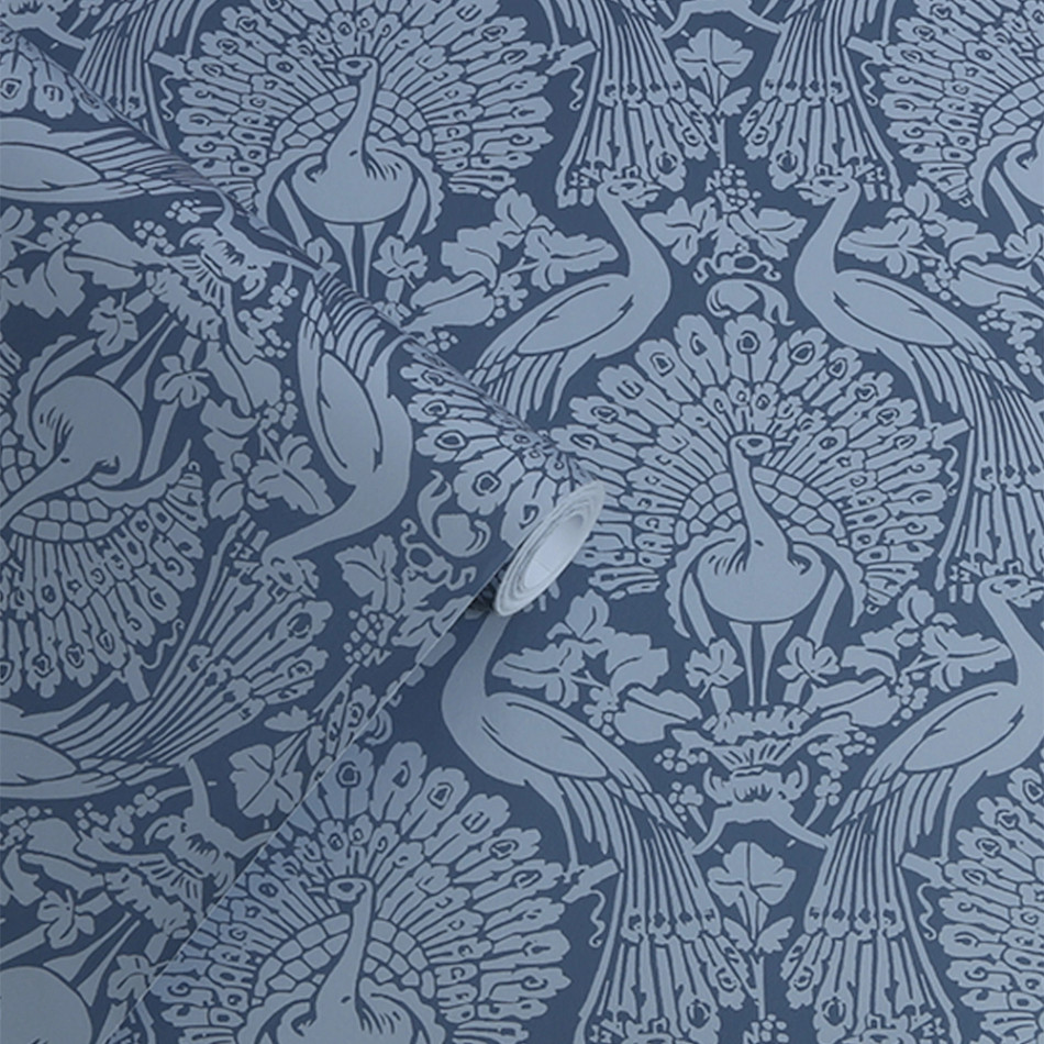 114910 Peacock Damask Dusky Seaspray Wallpaper by Laura Ashley