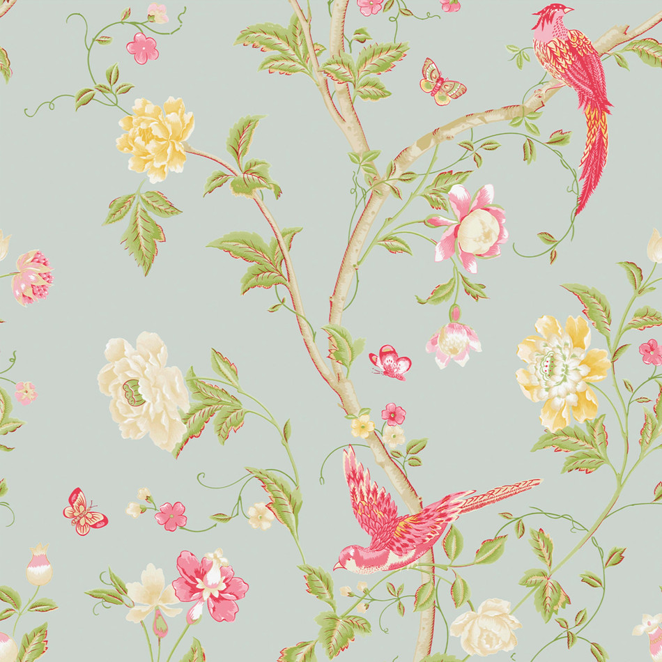 113392 Summer Palace Duck Egg Wallpaper by Laura Ashley