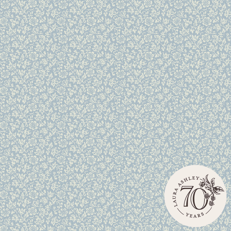 121078 Sweet Alyssum Pale Seaspray Blue Wallpaper by Laura Ashley