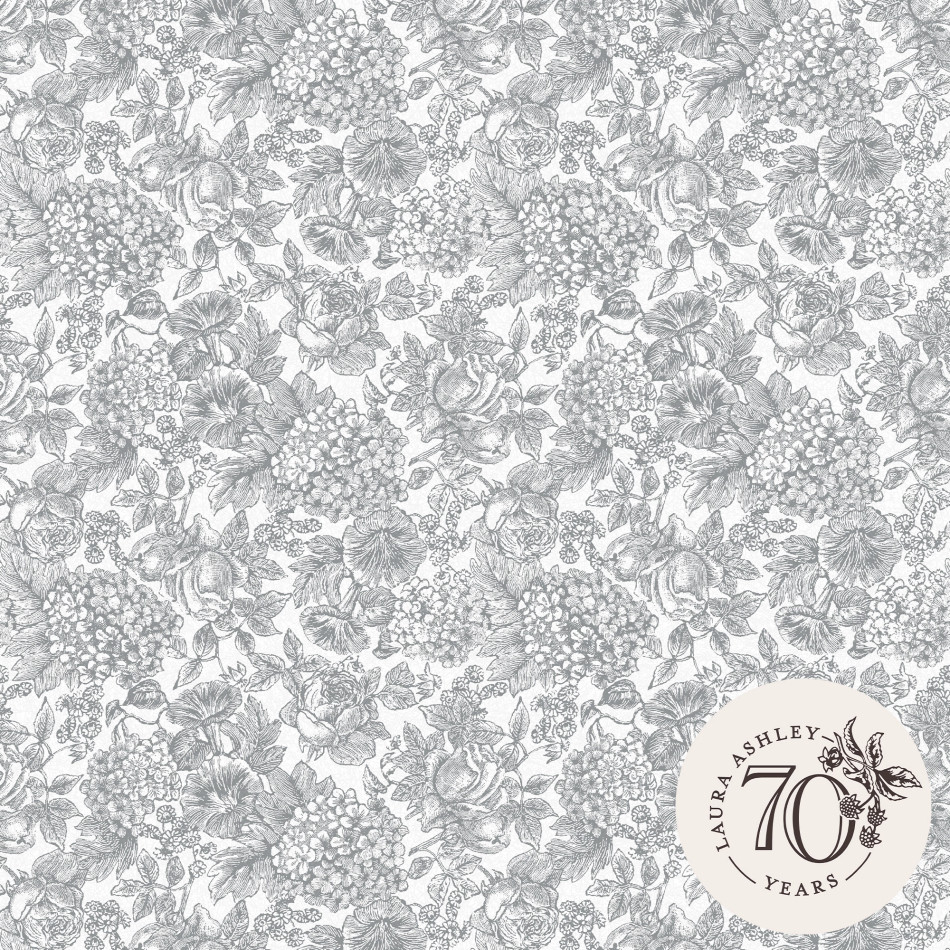 119859 Louise Slate Grey Wallpaper by Laura Ashley