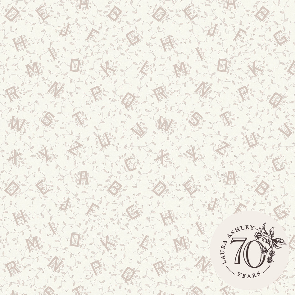 119862 Alphabet Dove Grey Wallpaper by Laura Ashley