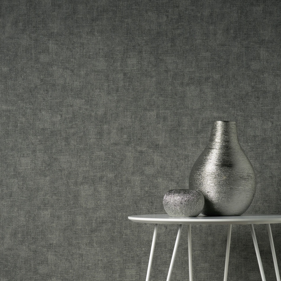 M95615 Hessian Charcoal Vymura Milano Wallpaper by Fine Decor