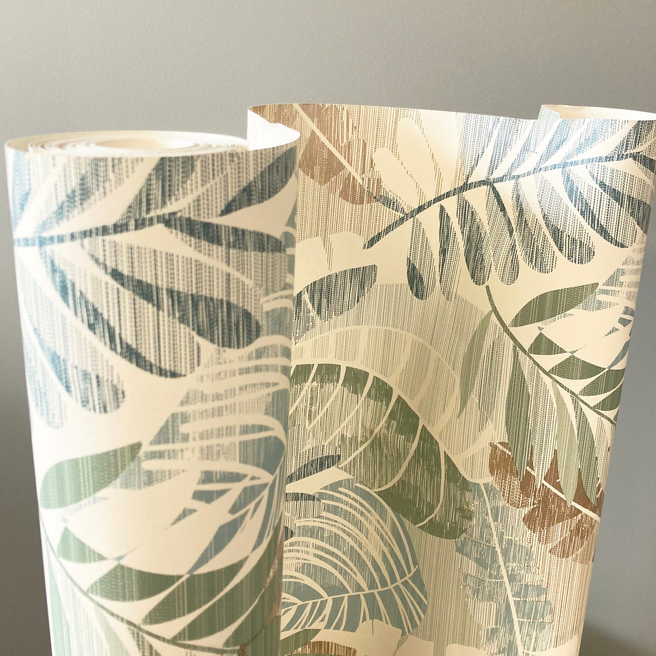 1601 Sarika Leaf Green Gold Wallpaper by Belgravia