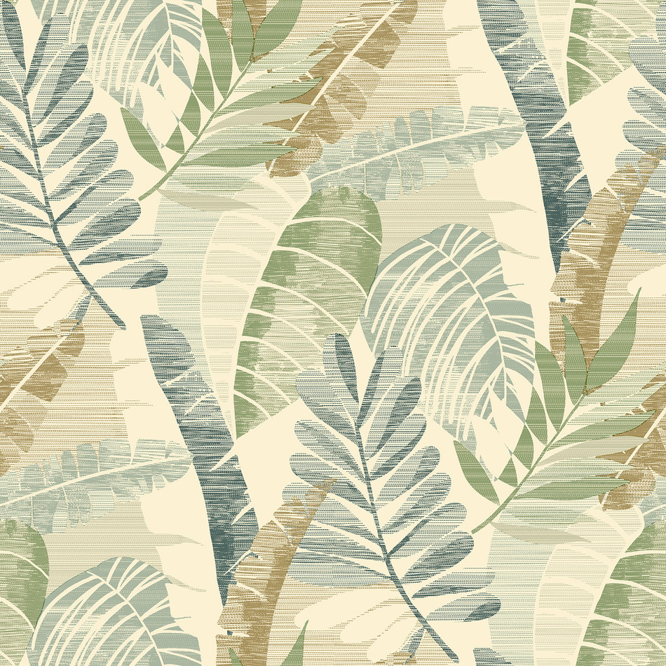 1601 Sarika Leaf Green Gold Wallpaper by Belgravia