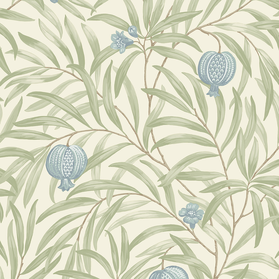9611 Pomegranate Leaf Blue Green Wallpaper by Belgravia