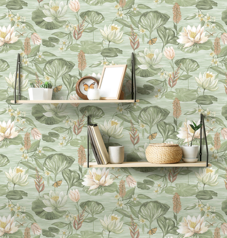 13621 Lily Pad Green Wallpaper by Holden Decor 13621 Lily Pad Green Wallpaper by Holden Decor