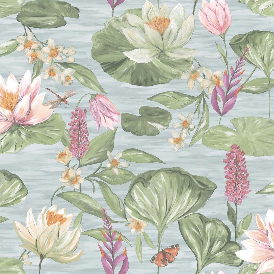 13620 Lily Pad Blue Wallpaper by Holden Decor