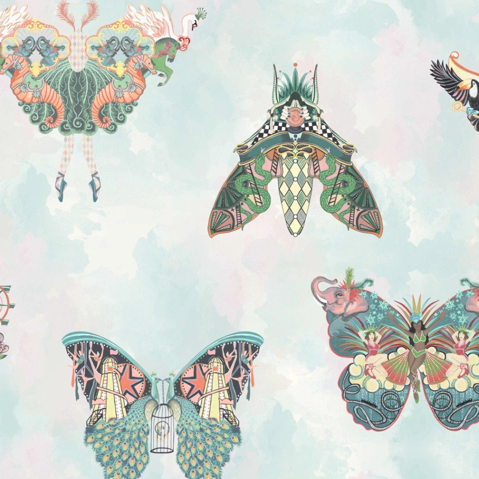 BMCF003/02A Butterfly Effect Green Multi Wallpaper by Brand McKenzie