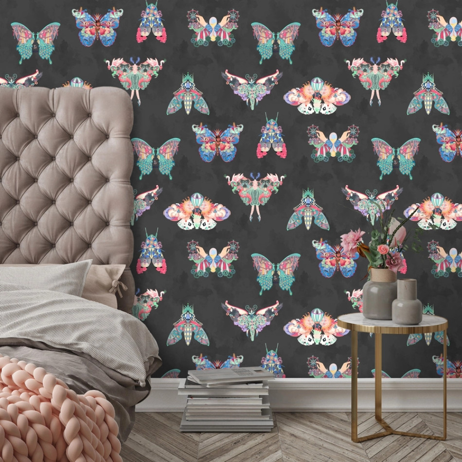 BMCF003/02C Butterfly Effect Noir Wallpaper by Brand McKenzie BMCF003/02C Butterfly Effect Noir Wallpaper by Brand McKenzie