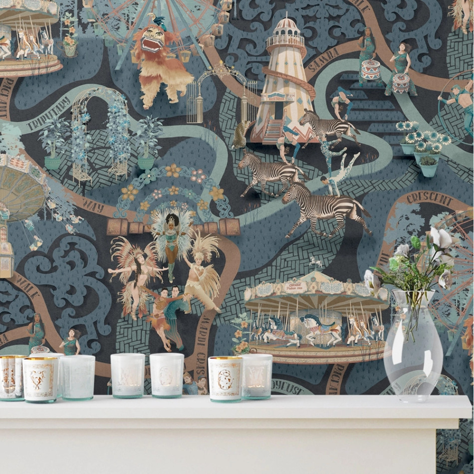 BMCF003/03C Carnival Map Jade Wallpaper by Brand McKenzie BMCF003/03C Carnival Map Jade Wallpaper by Brand McKenzie