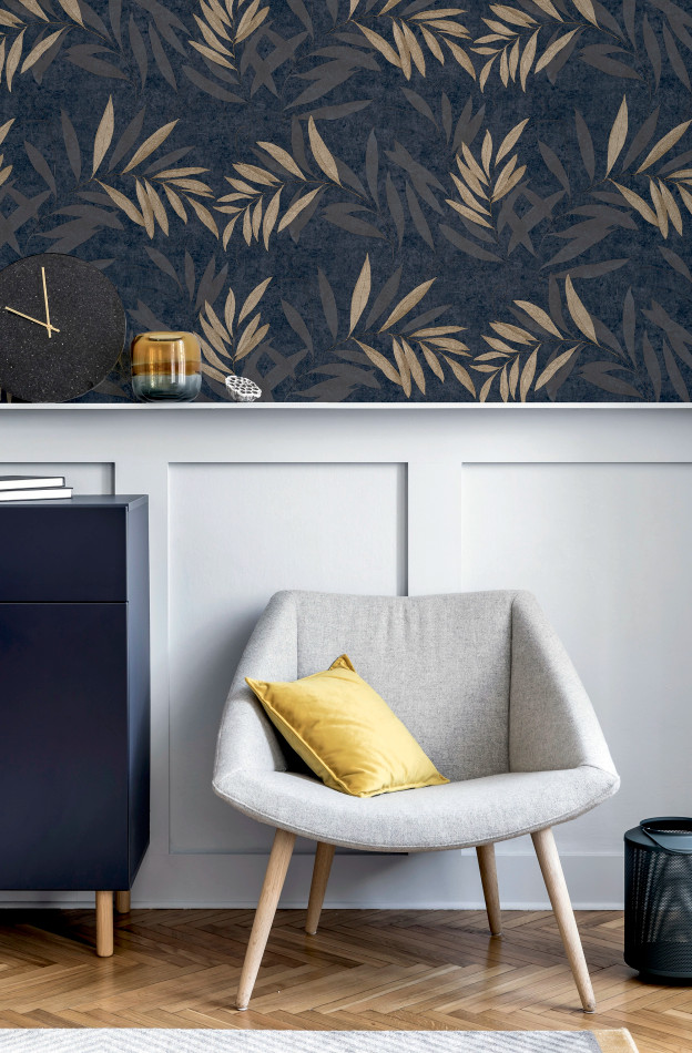 299301 Luxury Leaf Navy Champagne Wallpaper By Arthouse 299301 Luxury Leaf Navy Champagne Wallpaper By Arthouse