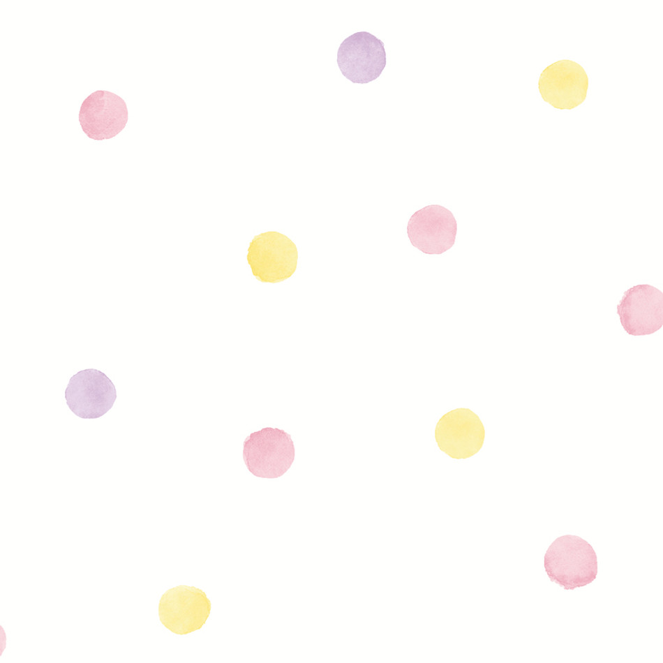 91000 Watercolour Polka Dots Pink Yellow Wallpaper by Holden Decor