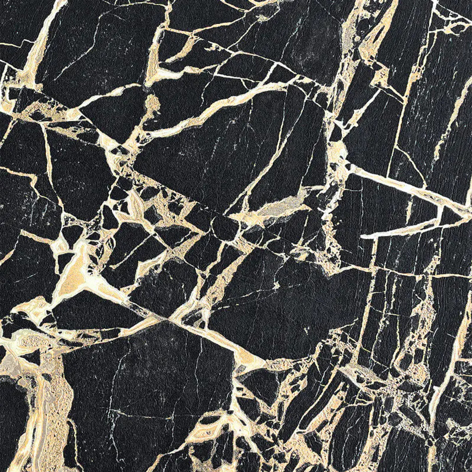 538113 Enzo Marble Black Gold Wallpaper by Rasch