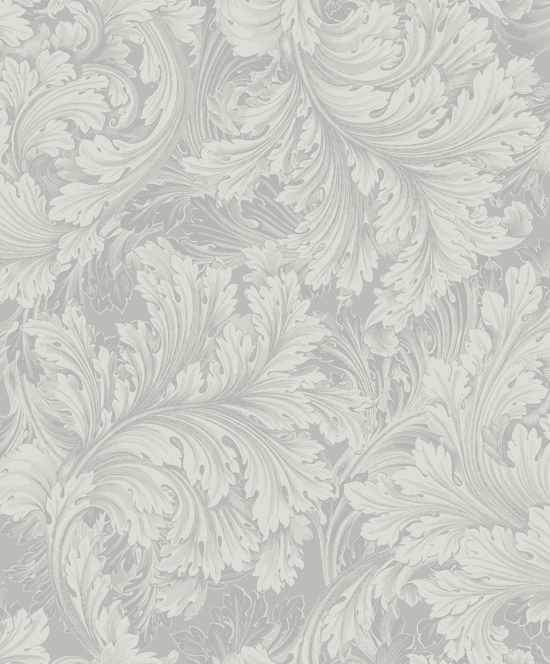 A68901 Rossetti Acanthus Leaves Grey Wallpaper by Grandeco
