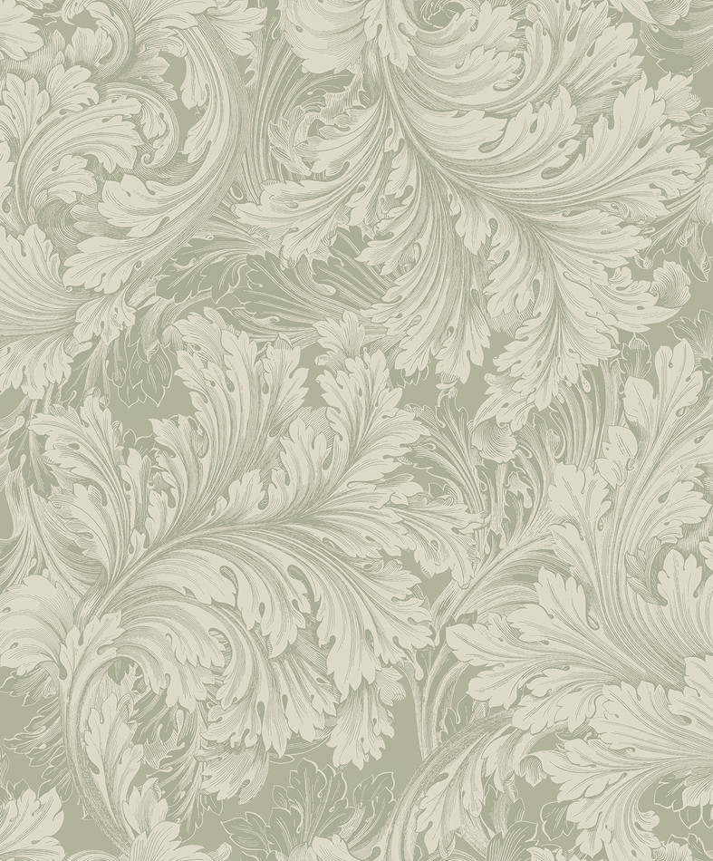 A68903 Rossetti Acanthus Leaves Green Wallpaper by Grandeco