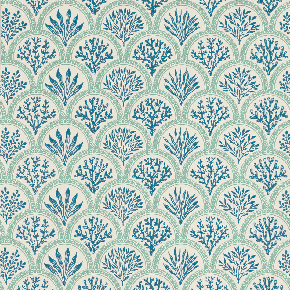 J186W-04 Coralli Innis Blue Wallpaper By Jane Churchill