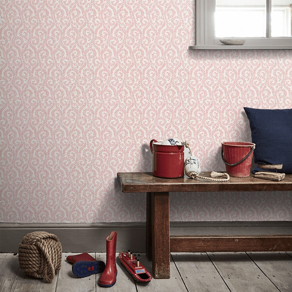 J185W-02 Millie Innis Pink Wallpaper By Jane Churchill