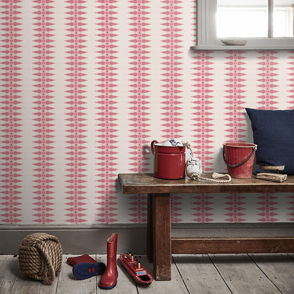 J189W-05 Priya Stripe Innis Pink Wallpaper By Jane Churchill