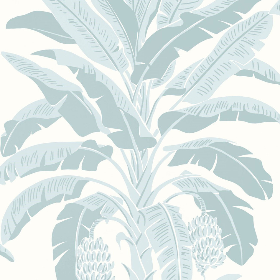 T13916 Banana Tree Palm Grove Spa Blue Wallpaper by Thibaut