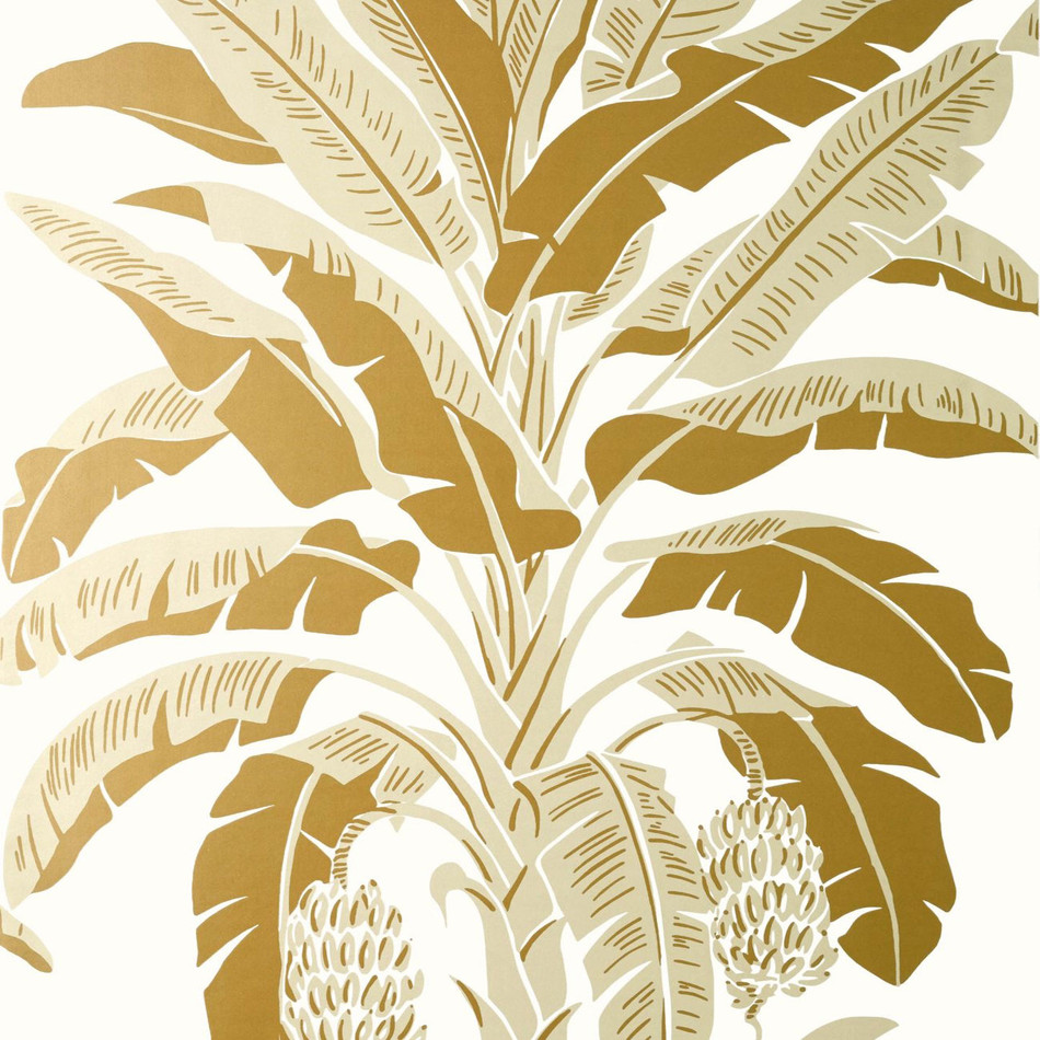 T13919 Banana Tree Palm Grove Metallic Gold Wallpaper by Thibaut