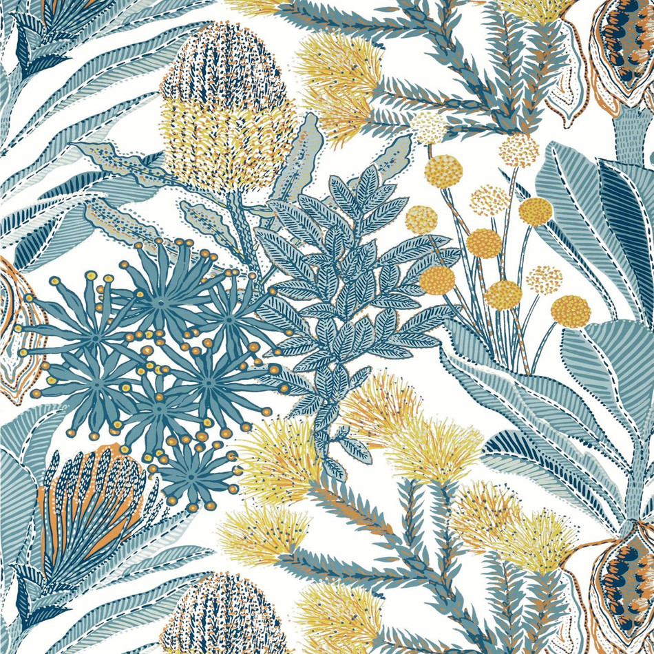 T13925 Protea Palm Grove Light Blue Wallpaper by Thibaut