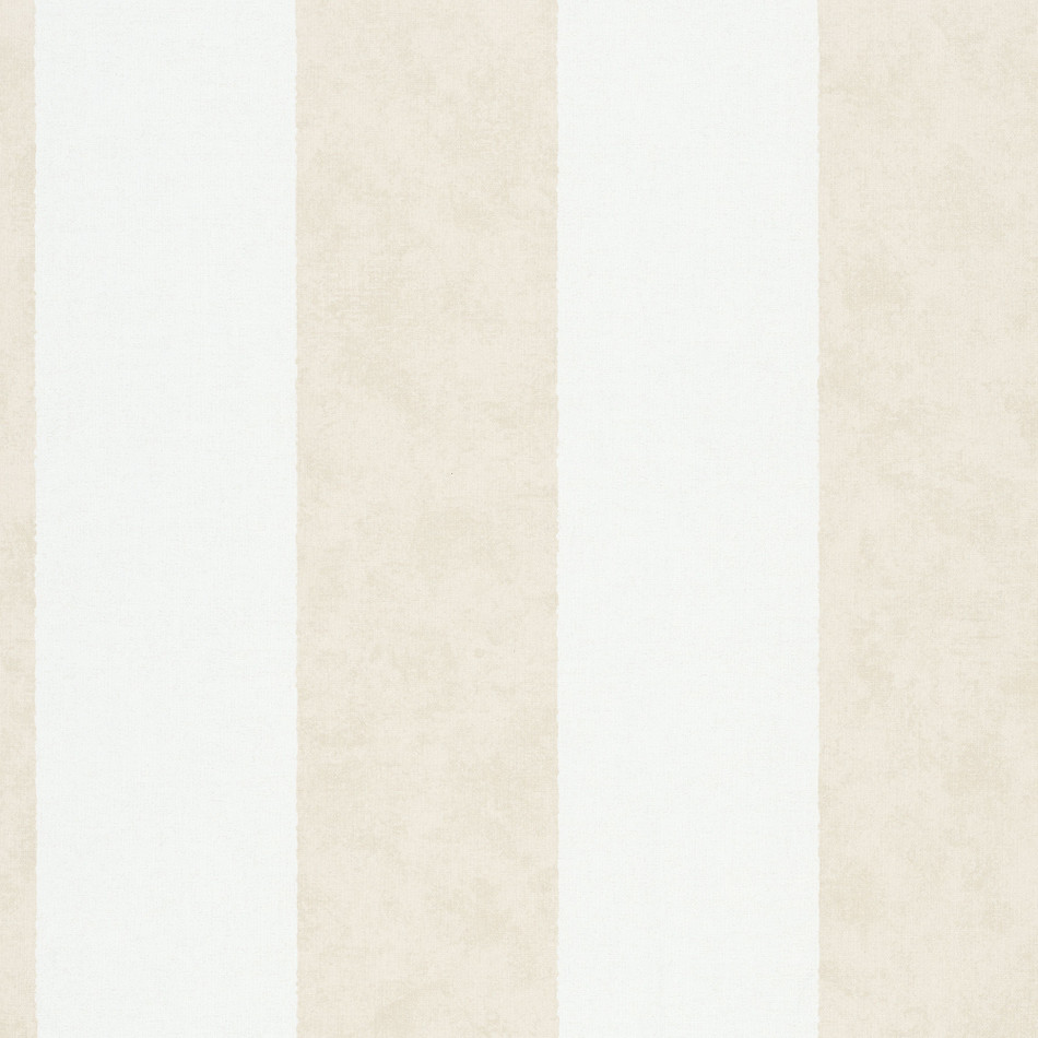 34413 Thick Stripe Flora White and Beige Wallpaper By Galerie