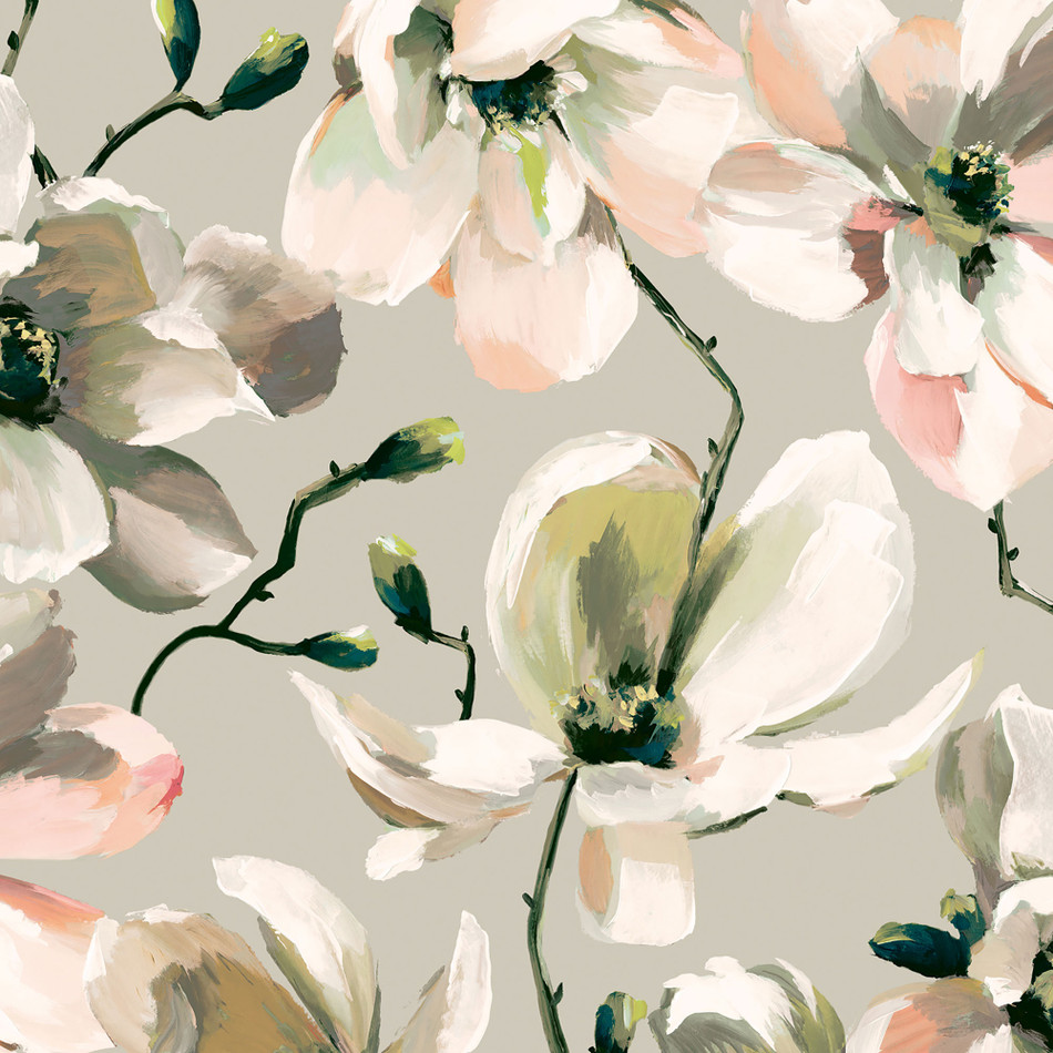 47464 Cherry Blossom Flora Beige, White and Orange Wallpaper By Galerie