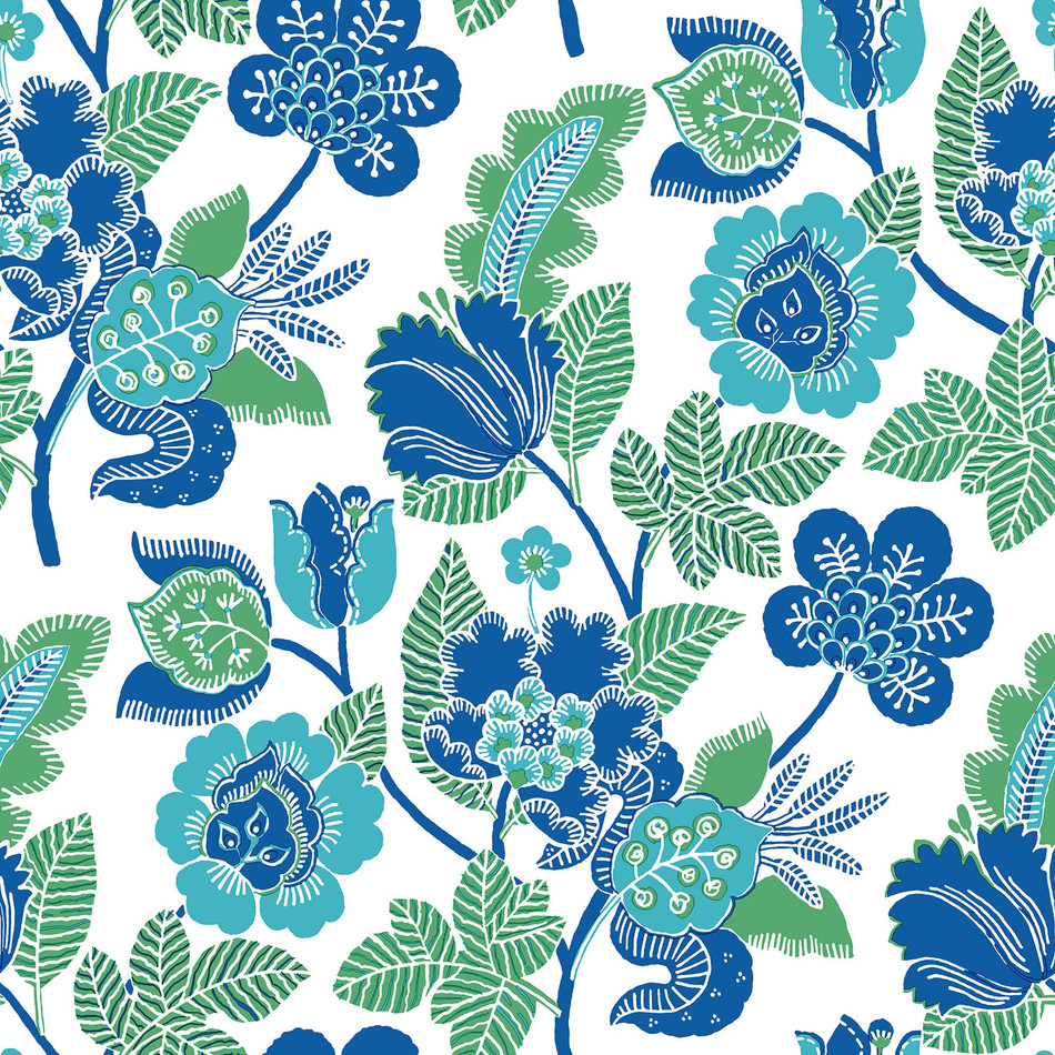 FD26339 Jacobean Happy Blue Wallpaper by A Street Prints