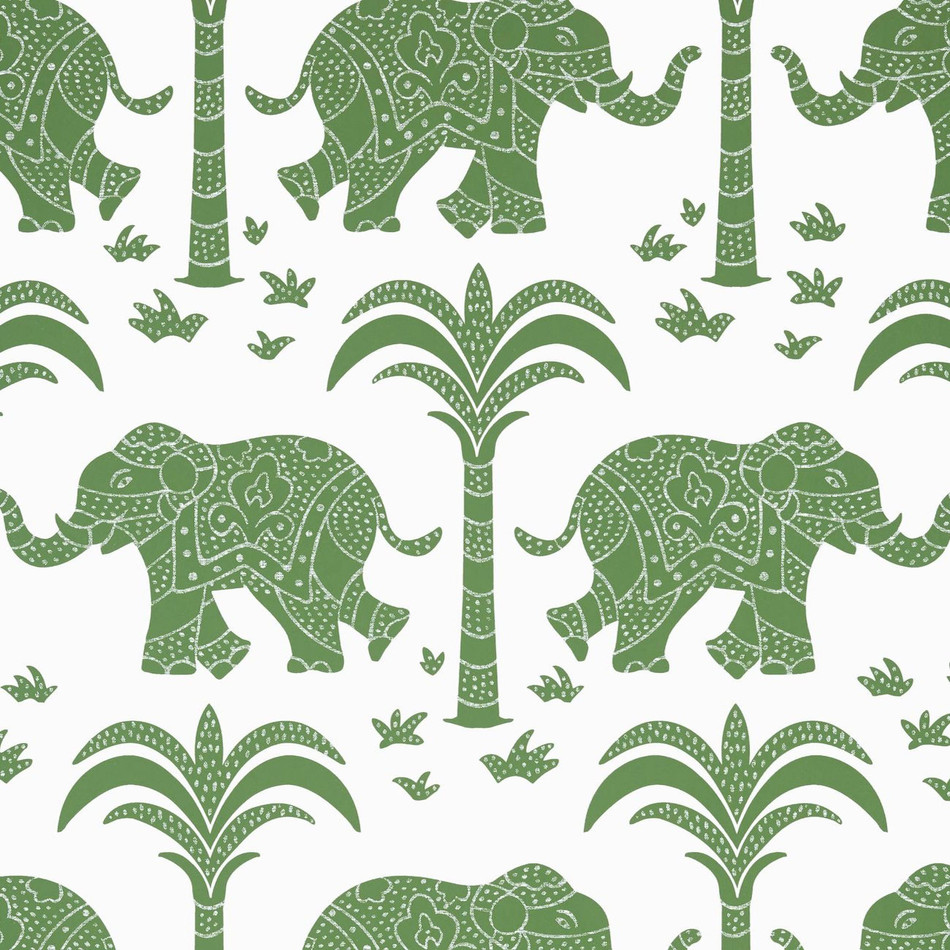 T16201 Elephant Kismet Green Wallpaper by Thibaut