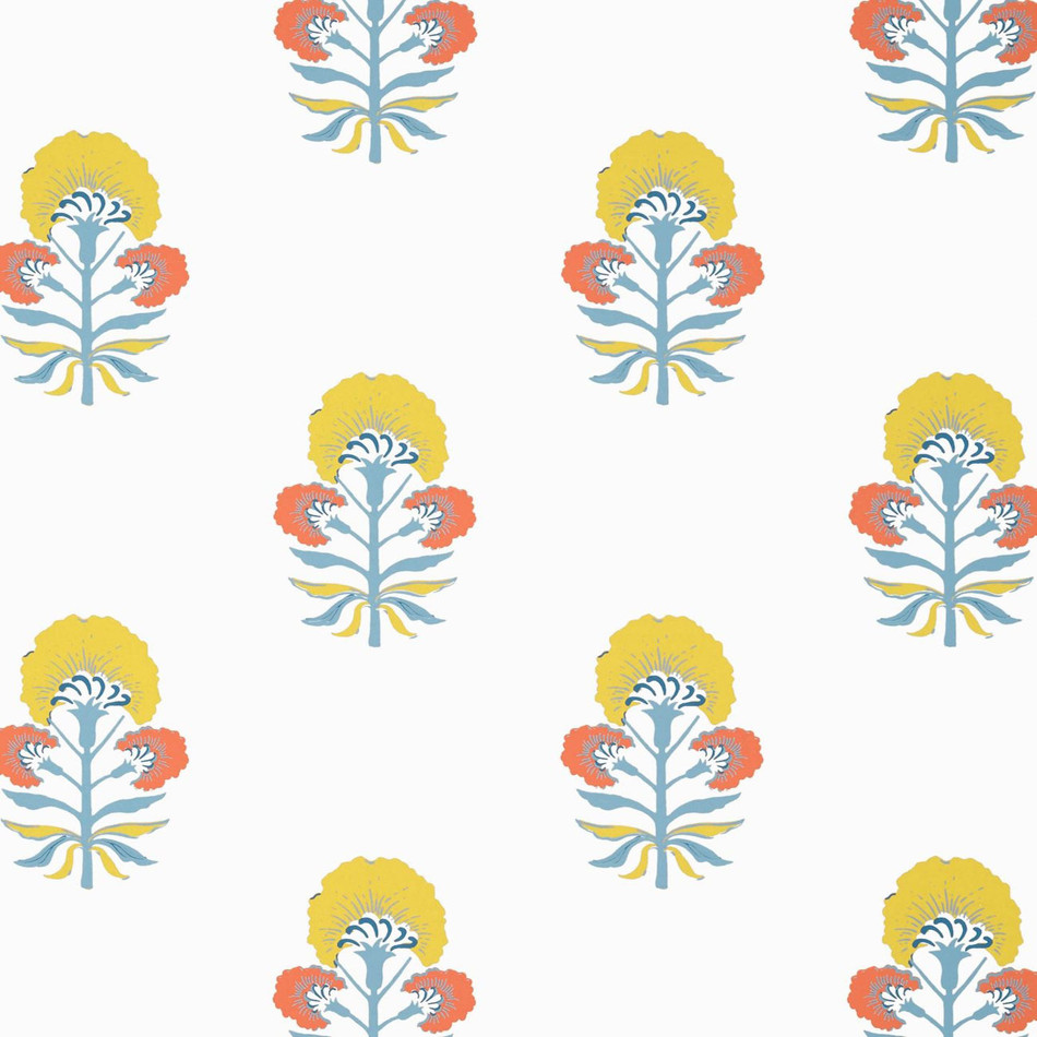 T16212 Tybee Bud Kismet Coral and Yellow Wallpaper by Thibaut