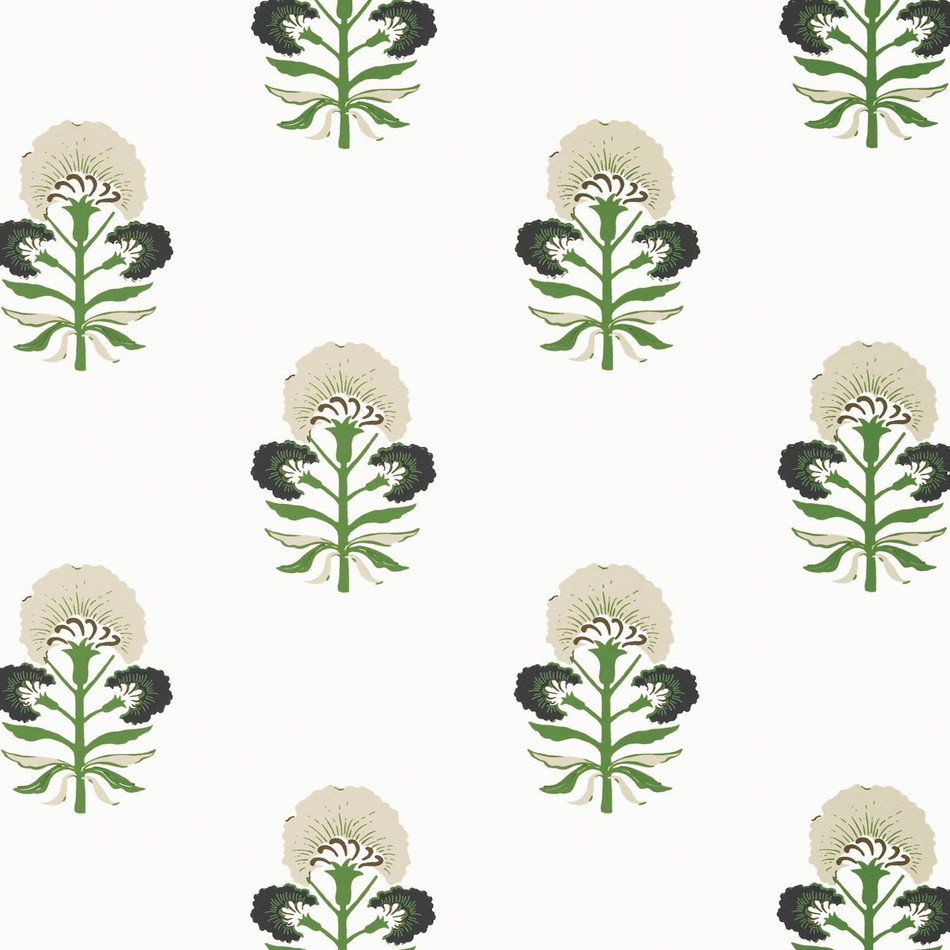 T16214 Tybee Bud Kismet Black and Green Wallpaper by Thibaut