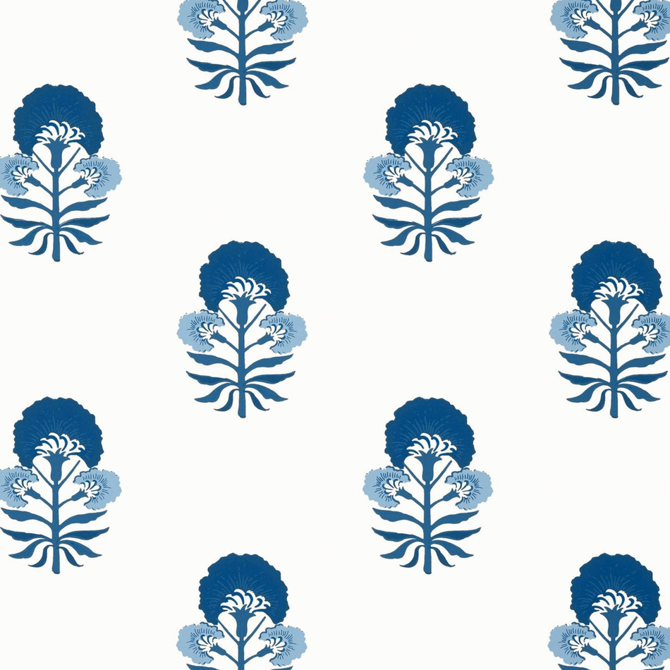 T16217 Tybee Bud Kismet Blue and White Wallpaper by Thibaut