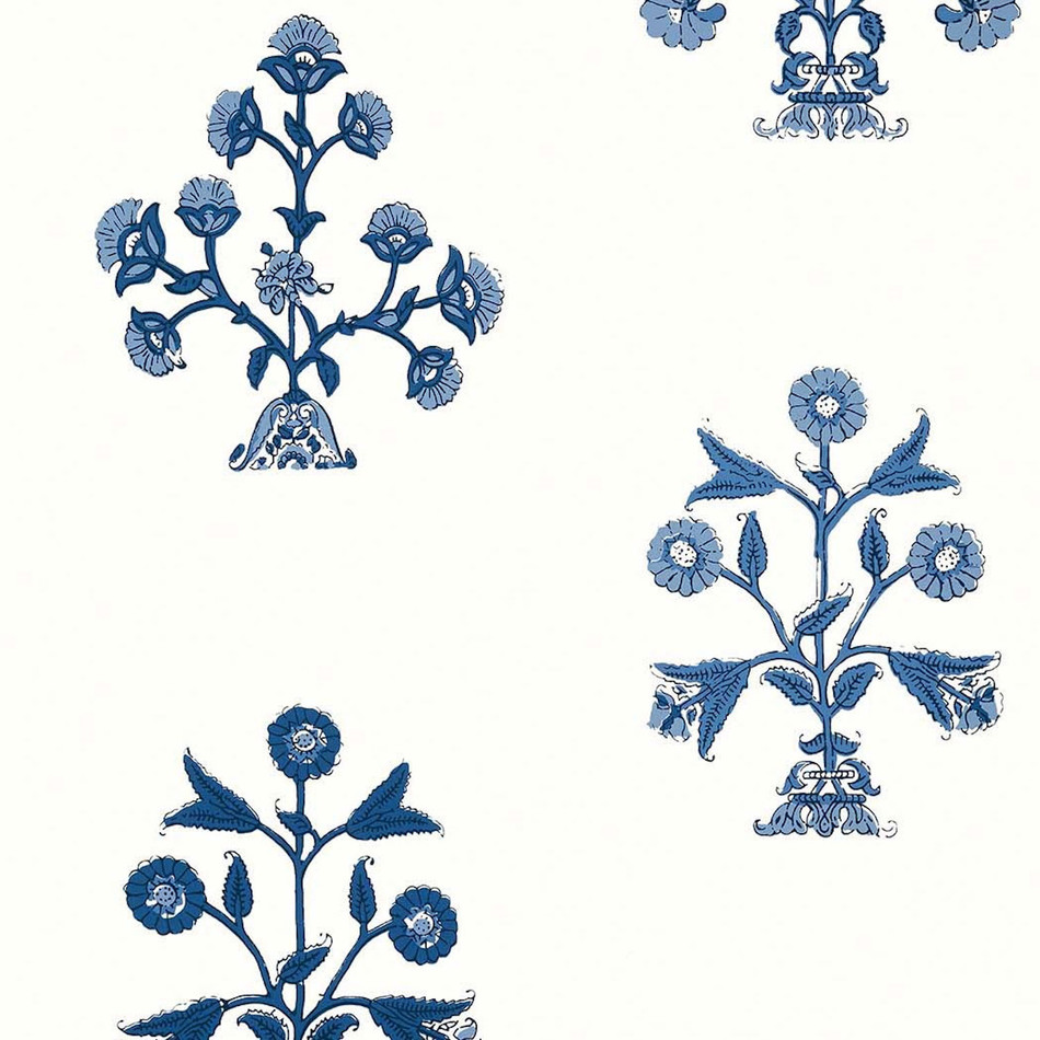 T10665 Indian Flower Ceylon Blue Wallpaper by Thibaut