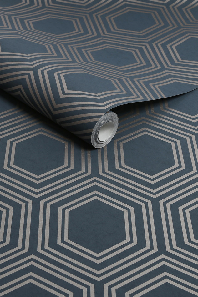 120198 Honeycomb Geo Navy Wallpaper by Next