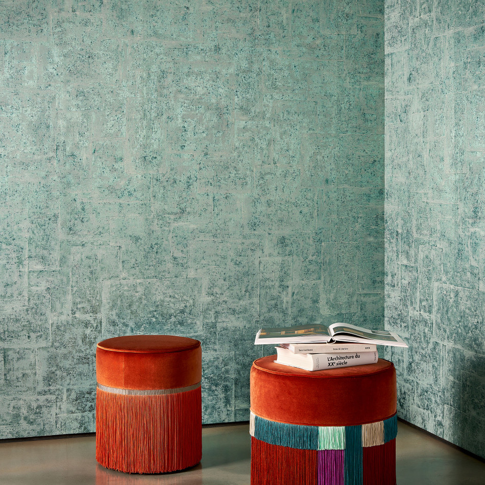 60141 Quilt Metal X Patina Glazed Sage Wallpaper By Arte