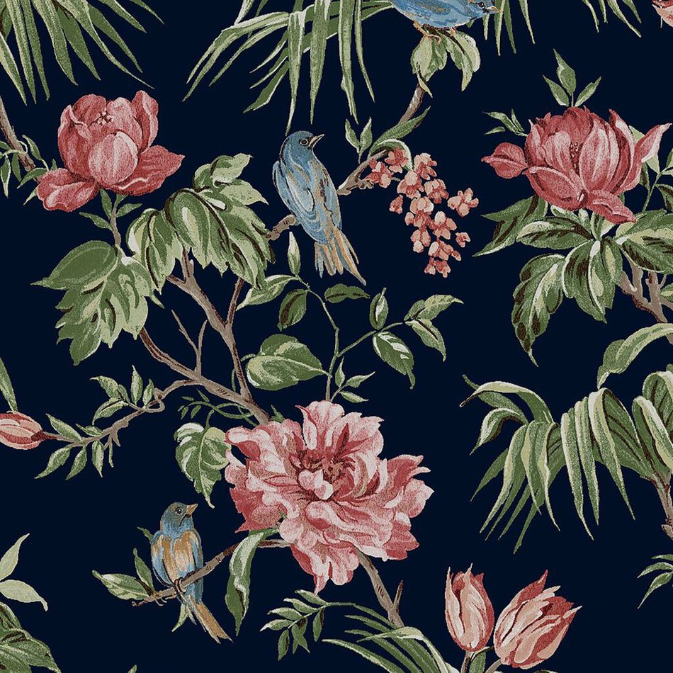 118256 Birds & Blooms Navy Wallpaper by Next