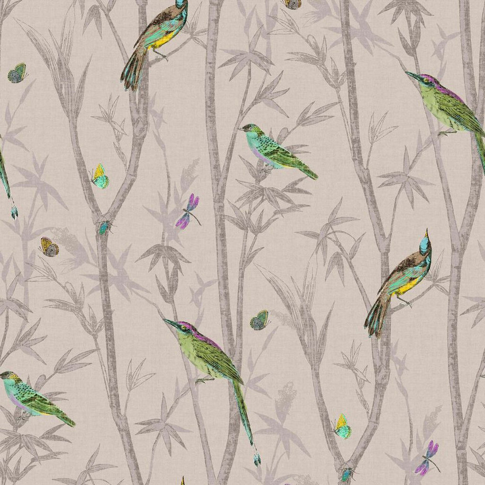 118266 Chinoiserie Bird Trail Natural Wallpaper by Next