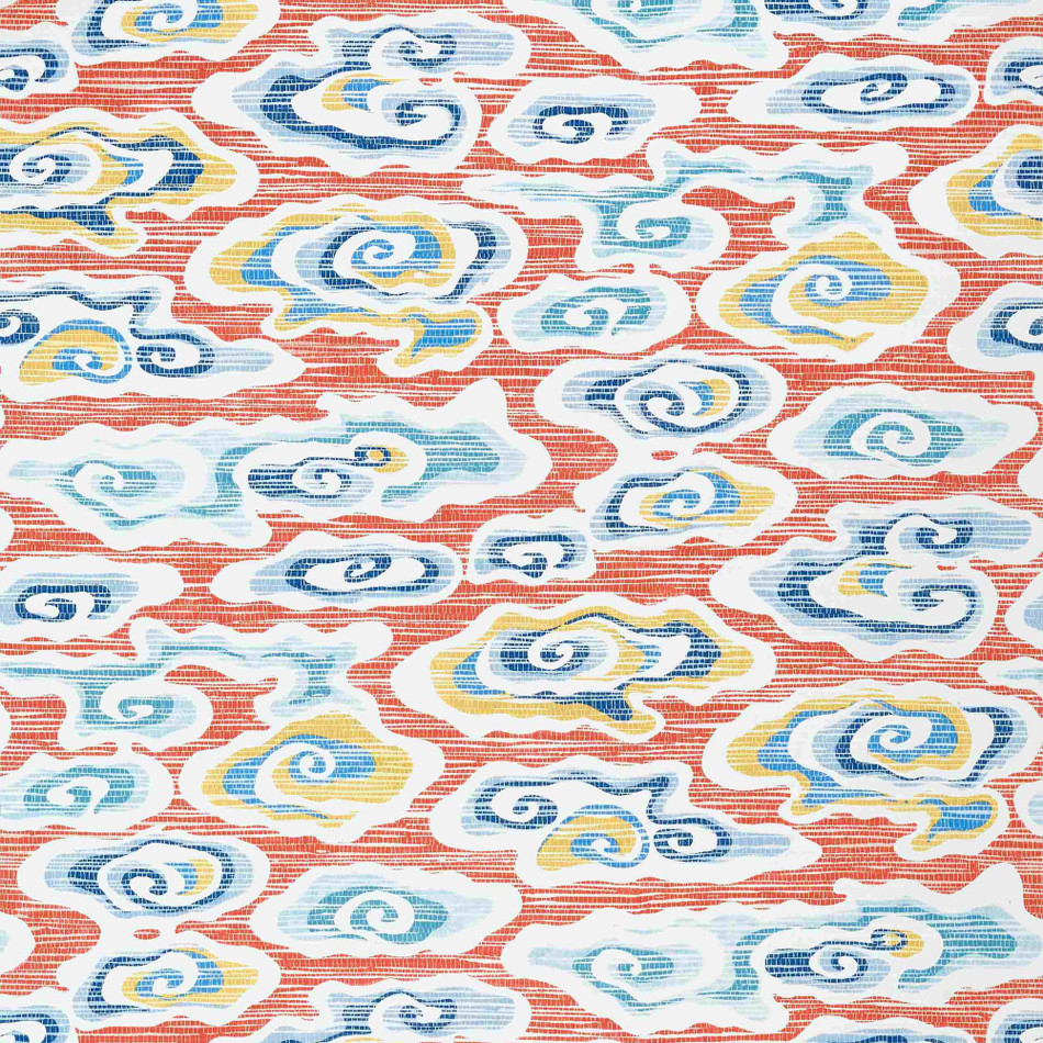 T13320 Clear Clouds Pavilion Coral Wallpaper by Thibaut