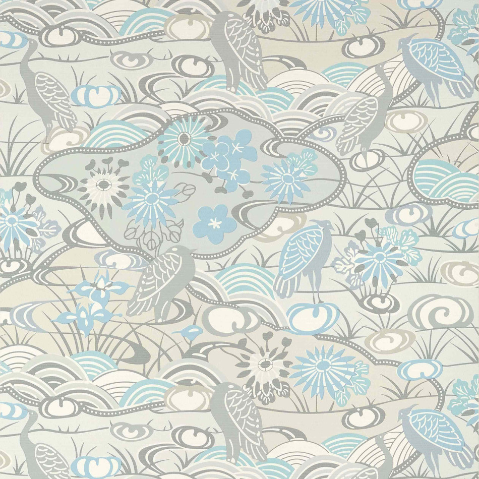 T13330 Heron Stream Pavilion Soft Blue Wallpaper by Thibaut