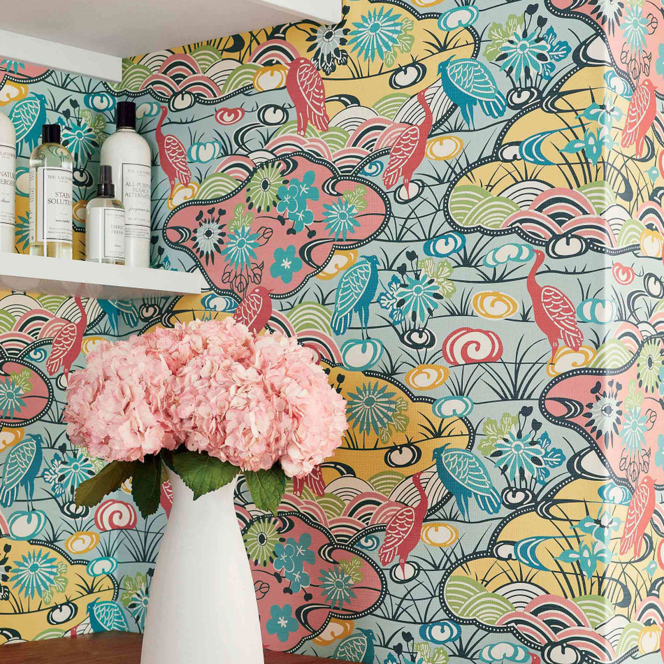 Heron Stream Pavilion Wallpaper by Thibaut Heron Stream Pavilion Wallpaper by Thibaut