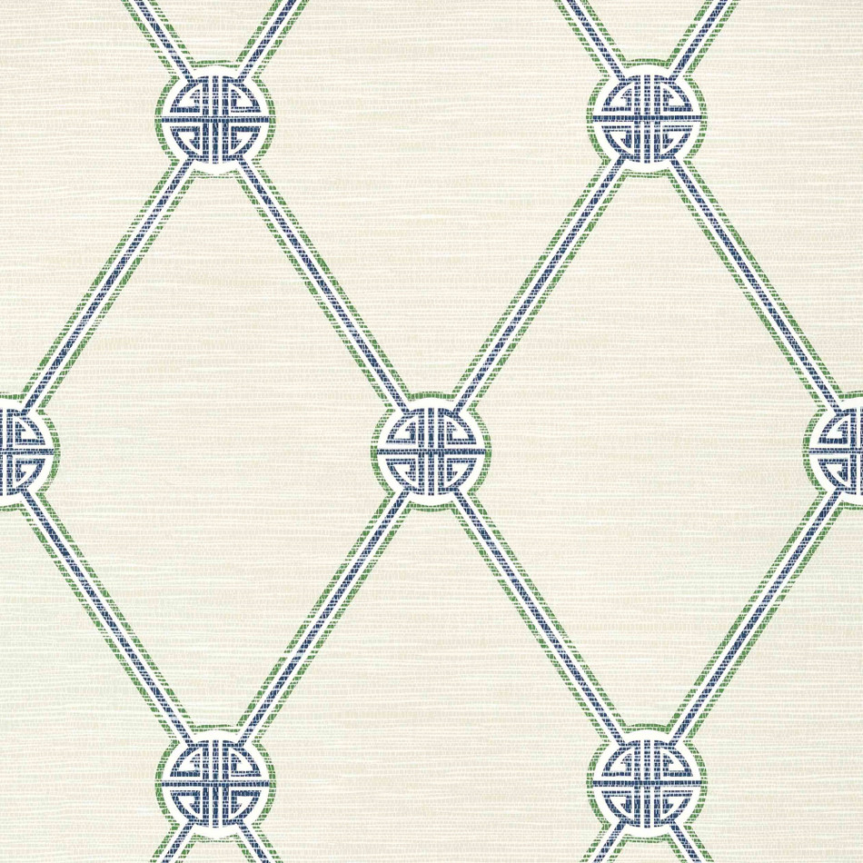 T13352 Turnberry Trellis Pavilion Beige and Green Wallpaper by Thibaut
