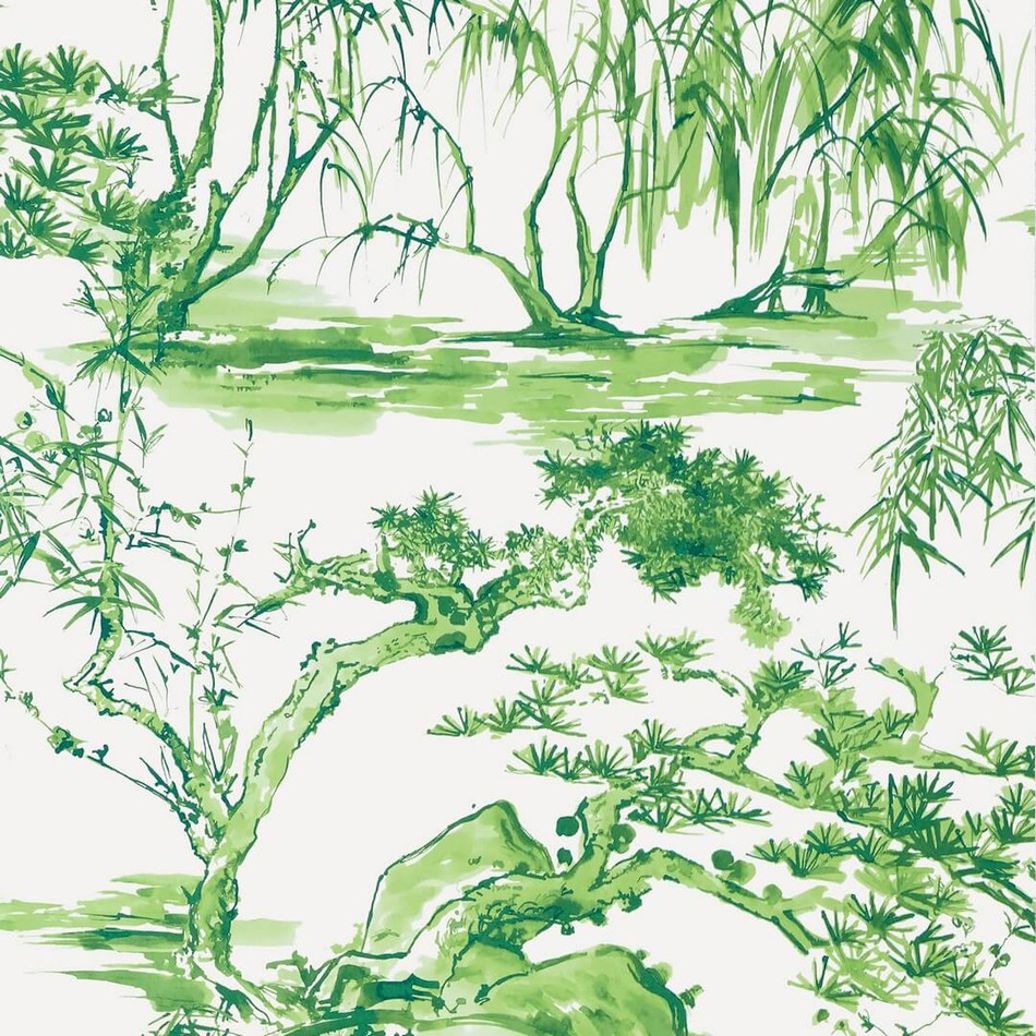 AT9828 Kyoto Nara Emerald Green Wallpaper by Thibaut