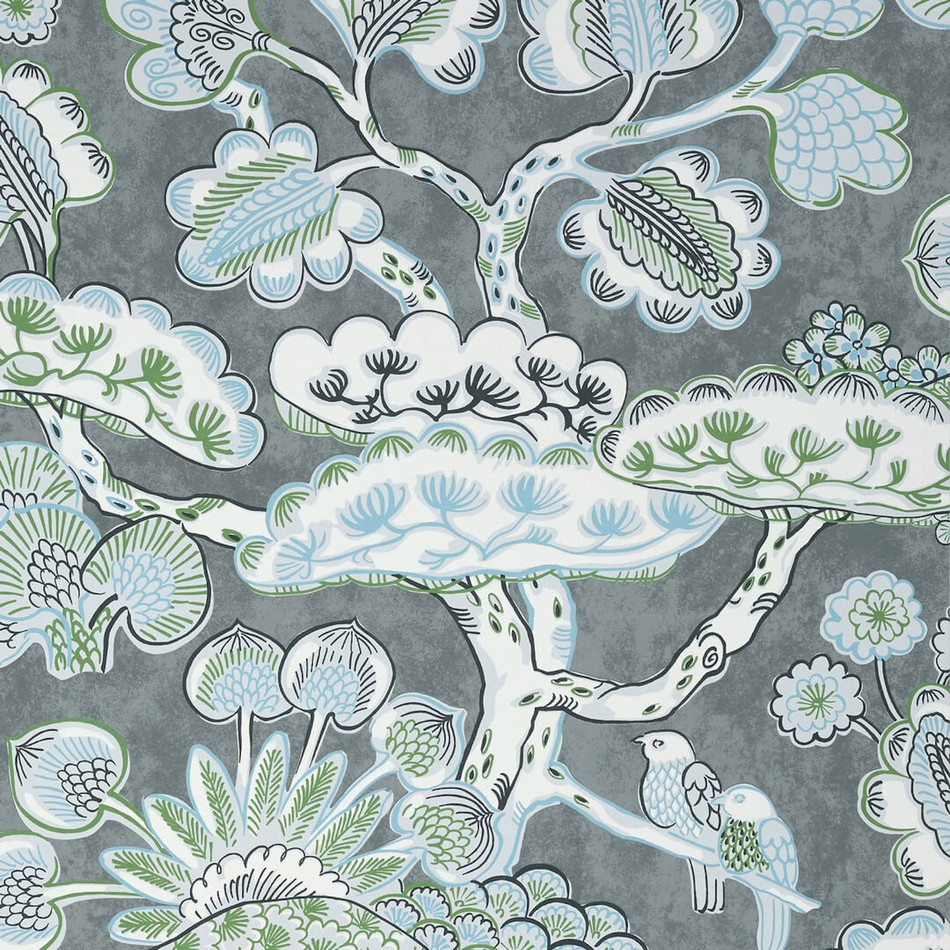 AT9864 Tree House Nara Grey Wallpaper by Thibaut