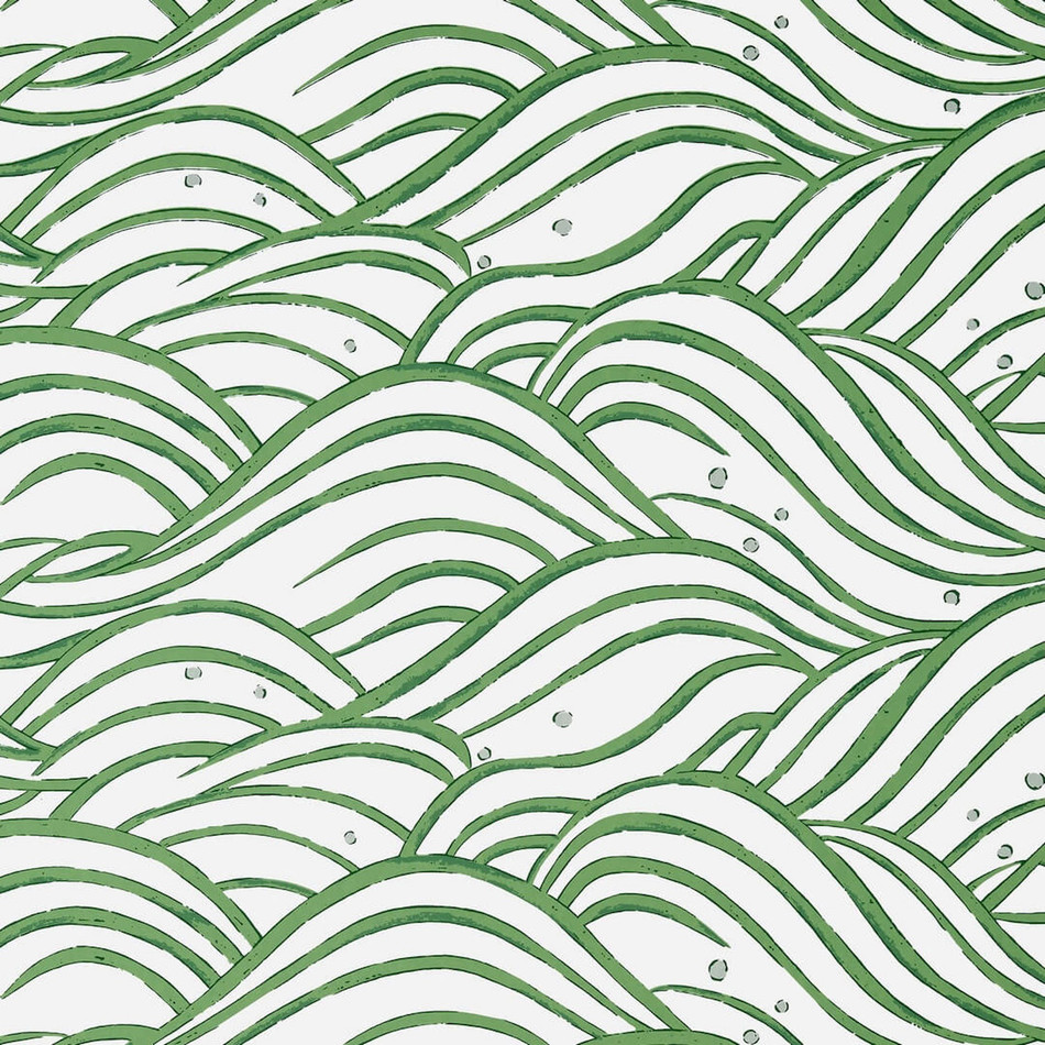 AT9874 Waves Nara Emerald Green Wallpaper by Thibaut