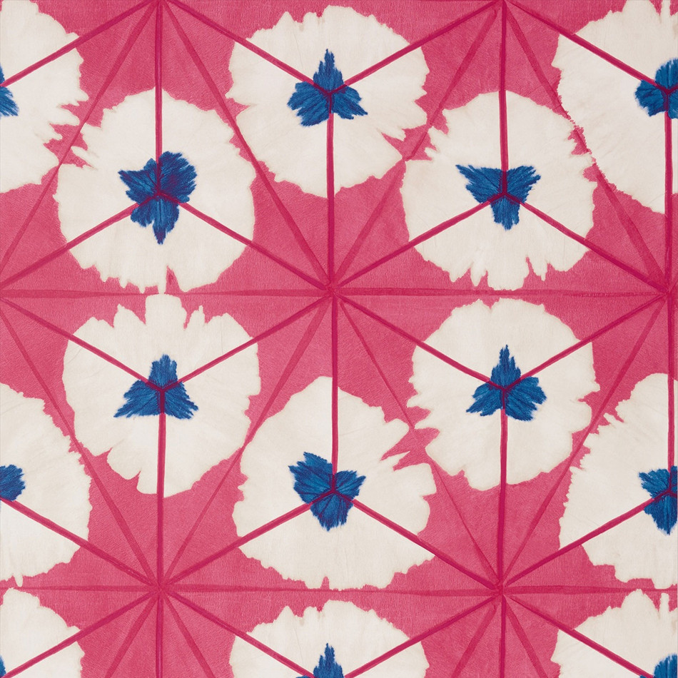 T13087 Sunburst Summer House Pink and Blue Wallpaper by Thibaut